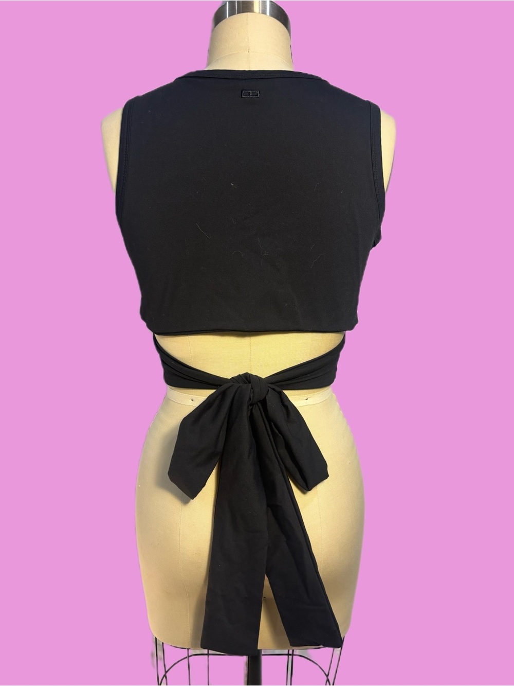 Black Tie-Back Crop Tank Top - Women